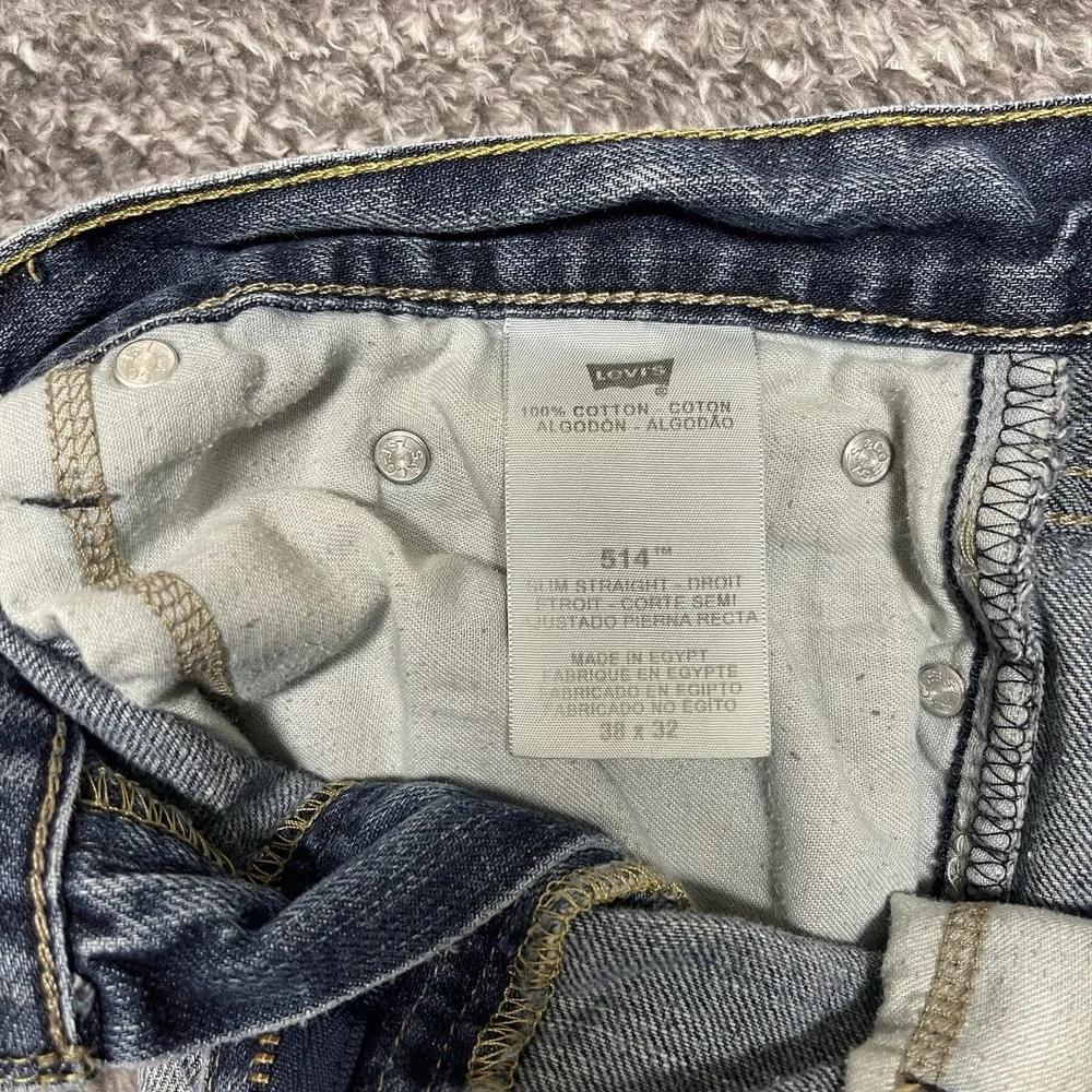 Levis 514‎ Jeans Mens 38x32 Blue Straight Denim Workwear Medium Wash